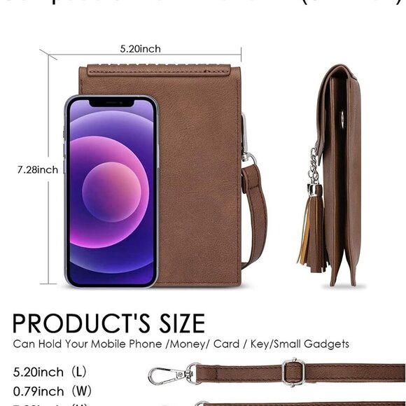 Womens Small Crossbody Bag For Woman, Tassel Wallet Purse,Gifts For Teenage Girl - Picture 2 of 7